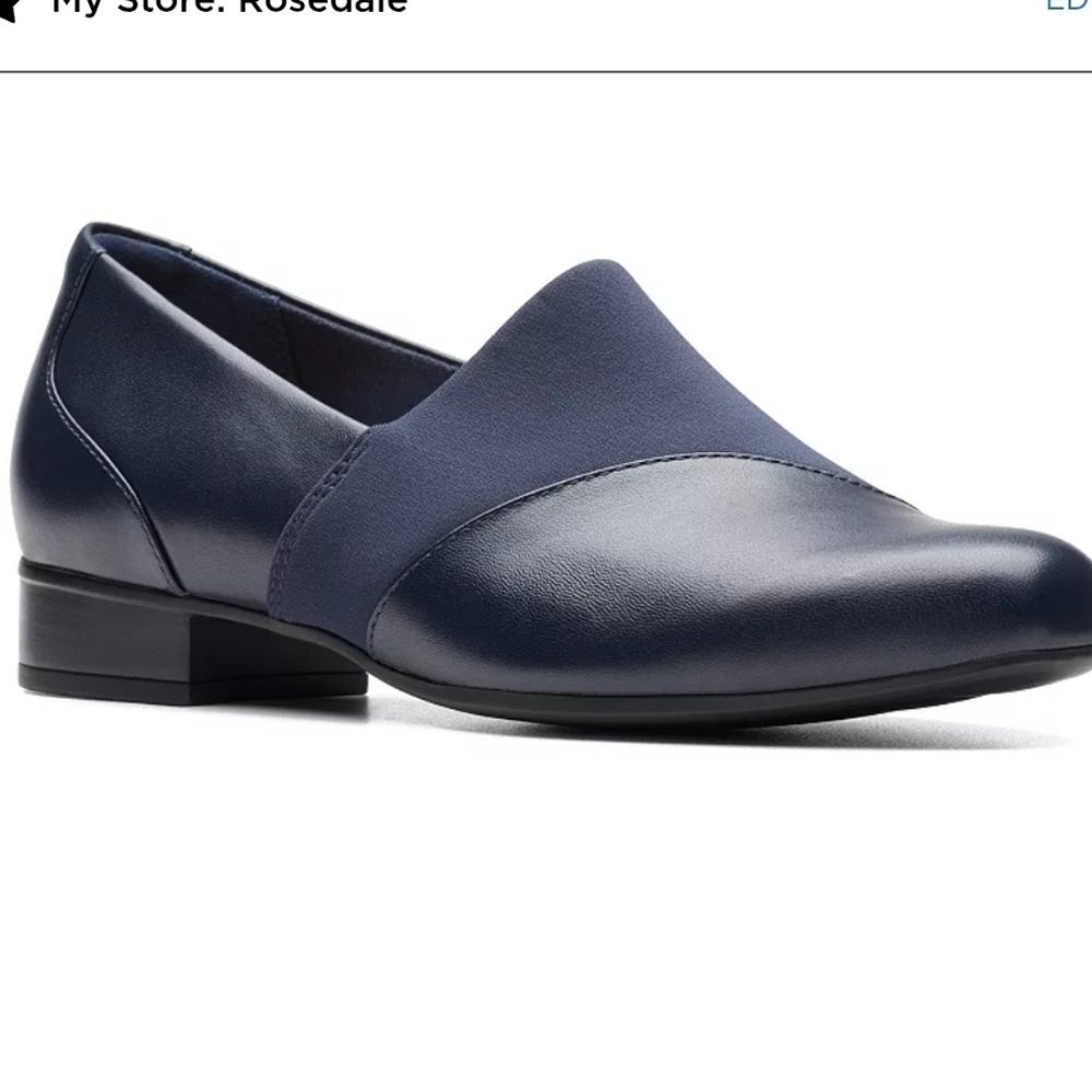 Clarks Juliet Gem Navy Leather Slip Ons 11med.non Skid. Great Cond.